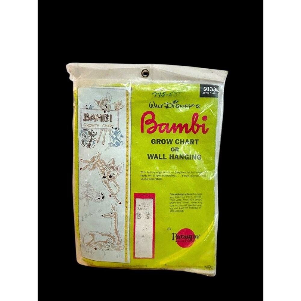 Vintage Walt Disney Growth Chart Hand Embroidery Kit 0311 Bambi, Thumper, Flower